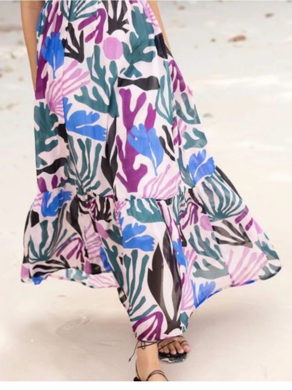 Oliphant Reef Magenta Floral Maxi Skirt in Purple, Blue & Green